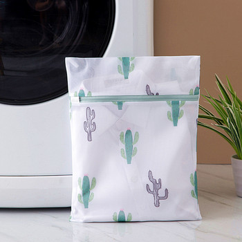 Чанти за пране с печат на кактус за пералня Сгъваема мрежеста чанта за дрехи Чорапи за бельо Сутиен Кош за пране Чанта за бельо за пране