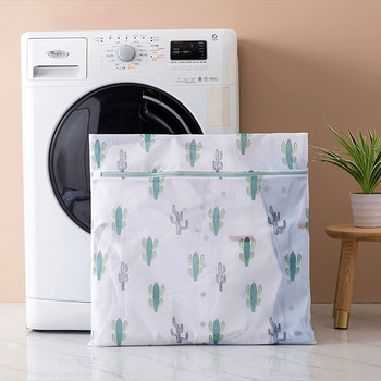Чанти за пране с печат на кактус за пералня Сгъваема мрежеста чанта за дрехи Чорапи за бельо Сутиен Кош за пране Чанта за бельо за пране