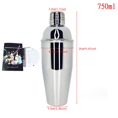 Ručni shaker Mikser za koktele, profesionalni barmen, 13 kom, set od 750 ml/550 ml sa stalkom za koktele Recept za koktele