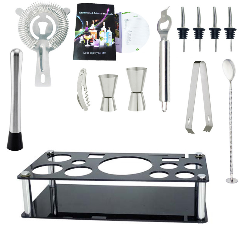 Ručni shaker Mikser za koktele, profesionalni barmen, 13 kom, set od 750 ml/550 ml sa stalkom za koktele Recept za koktele