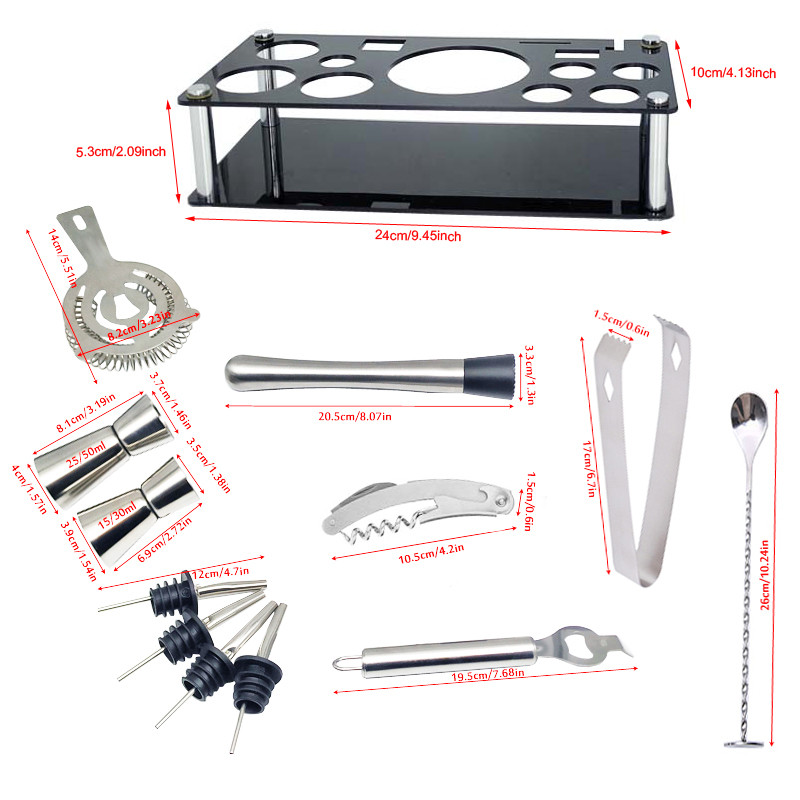 Ručni shaker Mikser za koktele, profesionalni barmen, 13 kom, set od 750 ml/550 ml sa stalkom za koktele Recept za koktele