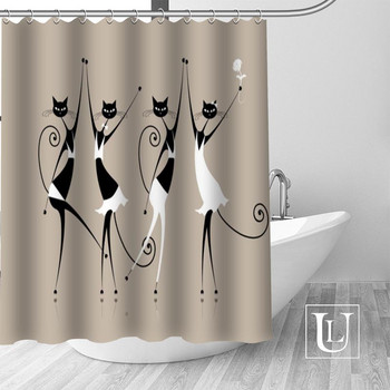 Абстрактни завеси за душ с котки с животни Персонализирана завеса за баня Водоустойчива тъкан за баня Полиестерна завеса за душ с високо качество
