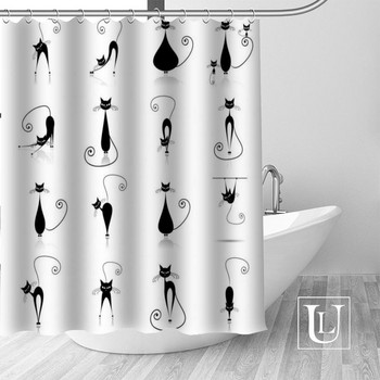 Абстрактни завеси за душ с котки с животни Персонализирана завеса за баня Водоустойчива тъкан за баня Полиестерна завеса за душ с високо качество