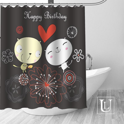 Abstrakti dzīvnieku kaķu dušas aizkari pielāgoti vannas istabas aizkari Ūdensizturīgs vannas istabas audums, augstas kvalitātes poliestera dušas aizkari