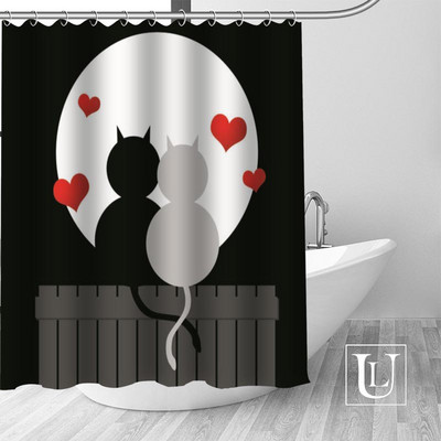 Abstrakti dzīvnieku kaķu dušas aizkari pielāgoti vannas istabas aizkari Ūdensizturīgs vannas istabas audums, augstas kvalitātes poliestera dušas aizkari