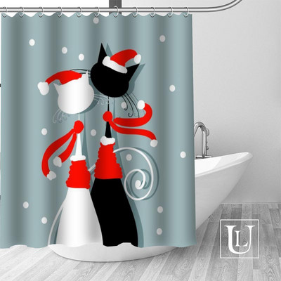 Abstrakti dzīvnieku kaķu dušas aizkari pielāgoti vannas istabas aizkari Ūdensizturīgs vannas istabas audums, augstas kvalitātes poliestera dušas aizkari