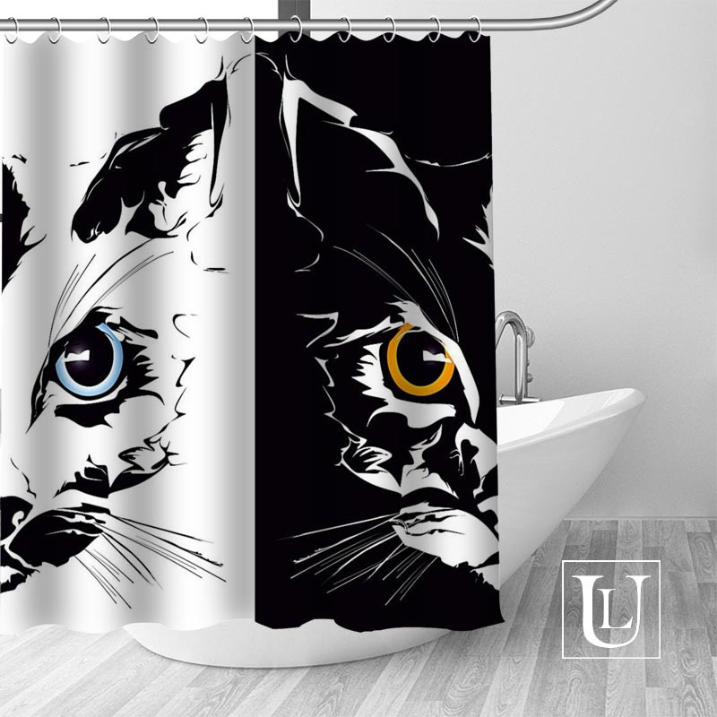 Abstrakti dzīvnieku kaķu dušas aizkari pielāgoti vannas istabas aizkari Ūdensizturīgs vannas istabas audums, augstas kvalitātes poliestera dušas aizkari