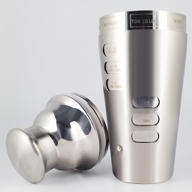 Nerūsējošā tērauda iebūvēts 700 ml kokteiļu šeikeris ar recepšu virzītāja rotāciju