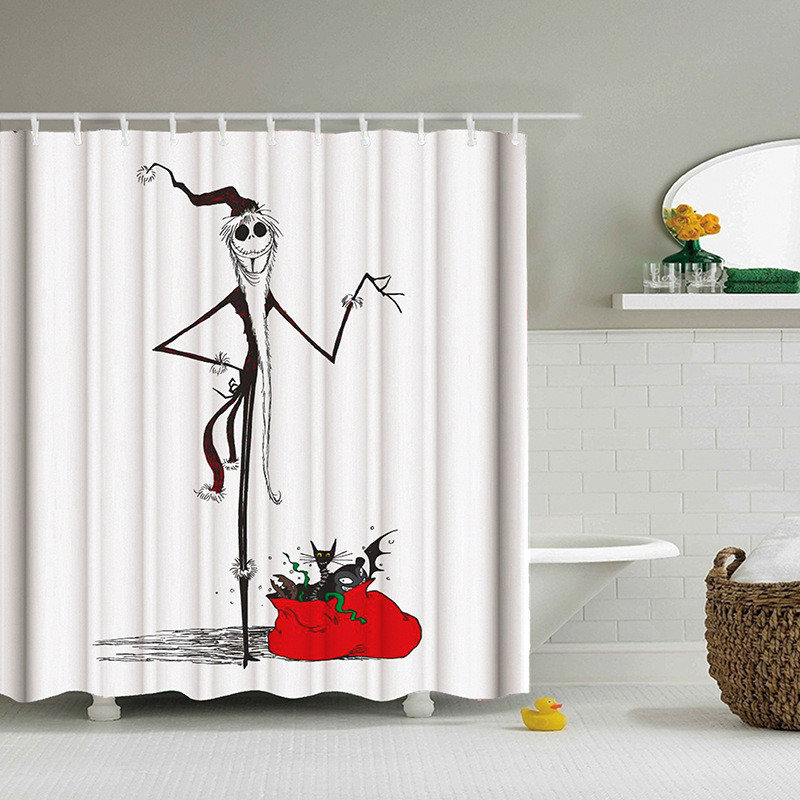 Halloween Skeleton Ghost Decor Zavjesa za tuš Kućni WC Kada Zamračene zavjese Vodootporna poliesterska tkanina Zaslon za kupaonicu