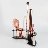 Komplet za barmena, set alata za bar, set za pravljenje koktela sa stalkom, žlica, cjedilo, hvataljka za led, alat za idealno miješanje pića