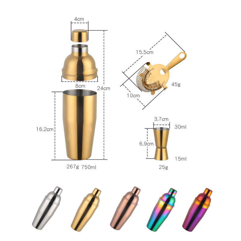 1/3 gab. Nerūsējošā tērauda kokteiļu kratītājs mērkauss Ledus filtru komplekts Dzērienu Bārmeņa Barware Set 750ML Bāra kratītājs