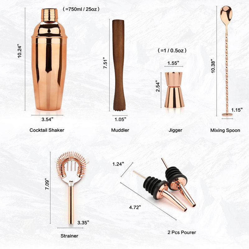 Set za izradu shakera za koktele, komplet za barmena Boston od 750 ml za mješalicu za vino Martini, alat za šipke od nehrđajućeg čelika, pristup kućnom piću za zabavu