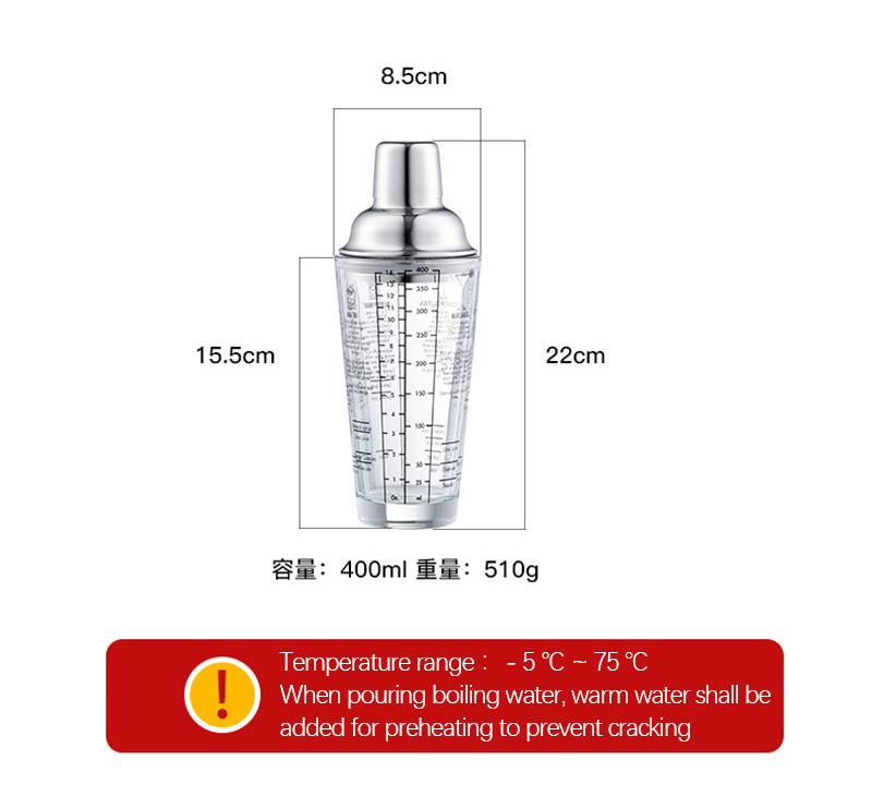 400/700 ml Barmen Barmen Čaša Barmen Ručni koktel shaker Sherke Šalica Mlijeko Čaj Alat Francuski dvostupanjski barmen
