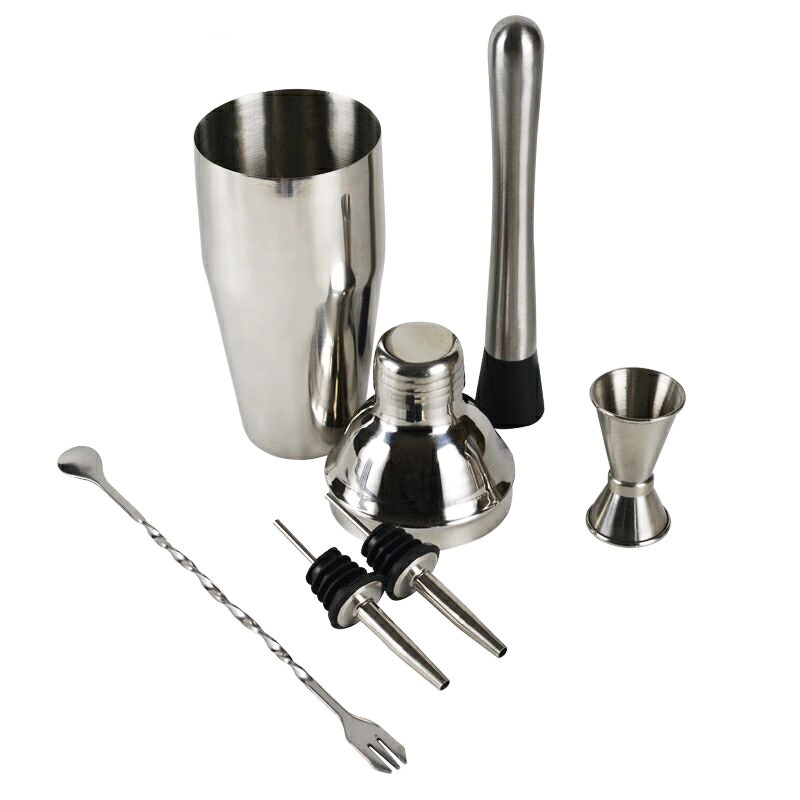 Nerūsējošā tērauda kokteiļu kratītāju komplekti Mikseris sietiņš Ledus knaibles Barware Tools Vīna kratītājs Instrumenti ar uzglabāšanas statīvu