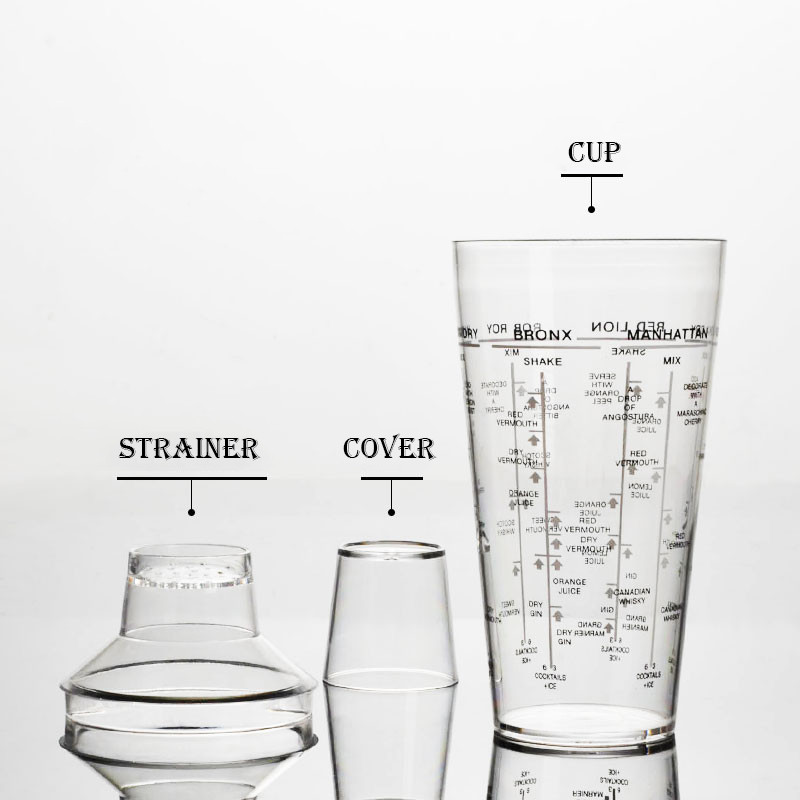 DEOUNY PC Transparent Shaker Boston With Six Formula Martini Cocktail Shaker 17/23OZ Bar Tools Bartender Mixing Cup Drink Set