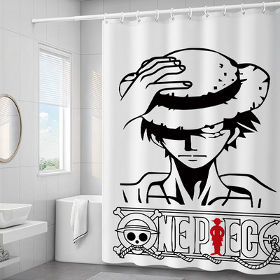 Chopper Luffy Hat Anime dušas aizkari Ūdensizturīgi dušas aizkari Vannas istabas poliesters 3D meiteņu zēnu multfilma
