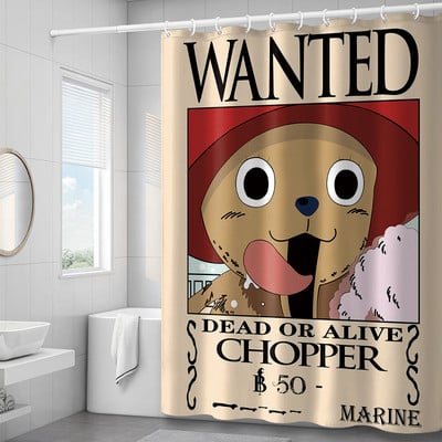 Chopper Luffy Hat Anime dušas aizkari Ūdensizturīgi dušas aizkari Vannas istabas poliesters 3D meiteņu zēnu multfilma