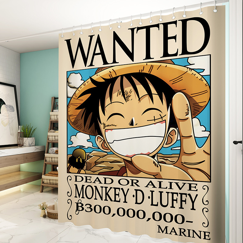 Chopper Luffy Hat Anime dušas aizkari Ūdensizturīgi dušas aizkari Vannas istabas poliesters 3D meiteņu zēnu multfilma