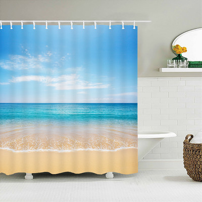 Αδιάβροχη κουρτίνα μπάνιου Πολυεστέρας 3D Mountain Garden Seaside Beautiful Flower Landscape Print Κουρτίνα για διακόσμηση σπιτιού