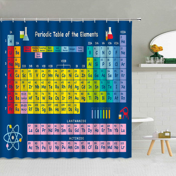 Chemistry Creative Pattern Κουρτίνα μπάνιου Περιοδικός πίνακας στοιχείων Πολυεστερικό ύφασμα προμήθειες μπάνιου Διακόσμηση με γάντζο που πλένεται