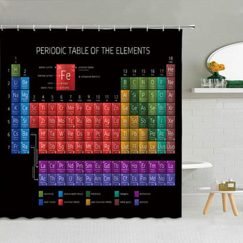 Chemistry Creative Pattern Κουρτίνα μπάνιου Περιοδικός πίνακας στοιχείων Πολυεστερικό ύφασμα προμήθειες μπάνιου Διακόσμηση με γάντζο που πλένεται