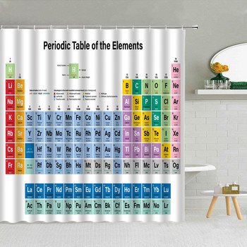 Химия Творчески модел Завеса за душ Периодична таблица на елементите Полиестерен плат Консумативи за баня Декор с кука Може да се пере