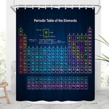 Химия Творчески модел Завеса за душ Периодична таблица на елементите Полиестерен плат Консумативи за баня Декор с кука Може да се пере