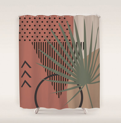 Apstraktna umjetnička zavjesa za tuširanje Crtani zeleni listovi biljaka 3D ispis Smiješni uzorak Zaslon za kadu Vodootporni poliesterski pozadinski dekor