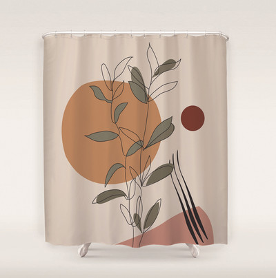 Apstraktna umjetnička zavjesa za tuširanje Crtani zeleni listovi biljaka 3D ispis Smiješni uzorak Zaslon za kadu Vodootporni poliesterski pozadinski dekor