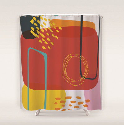 Apstraktna umjetnička zavjesa za tuširanje Crtani zeleni listovi biljaka 3D ispis Smiješni uzorak Zaslon za kadu Vodootporni poliesterski pozadinski dekor