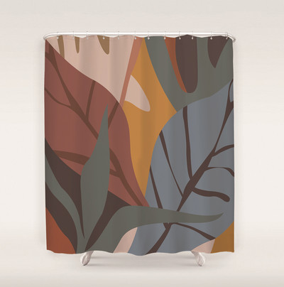 Apstraktna umjetnička zavjesa za tuširanje Crtani zeleni listovi biljaka 3D ispis Smiješni uzorak Zaslon za kadu Vodootporni poliesterski pozadinski dekor