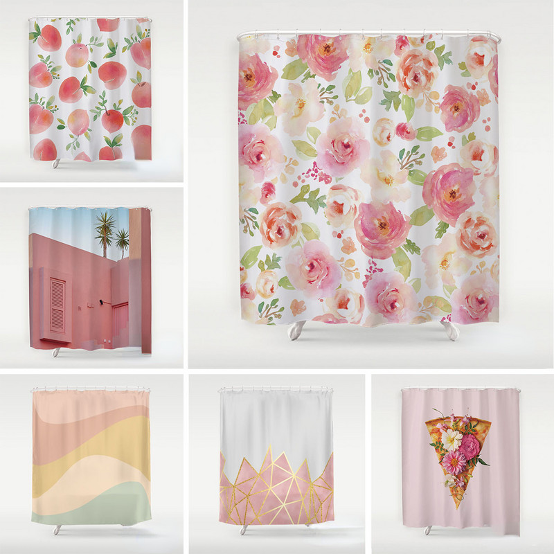 Apstraktna umjetnička zavjesa za tuširanje Crtani zeleni listovi biljaka 3D ispis Smiješni uzorak Zaslon za kadu Vodootporni poliesterski pozadinski dekor