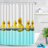 Zavjesa za tuširanje s ispisom slatke patke za kadu Vodootporna kupaonska zavjesa s kukama Izdržljiva paravana za kadu Cortina De Baño