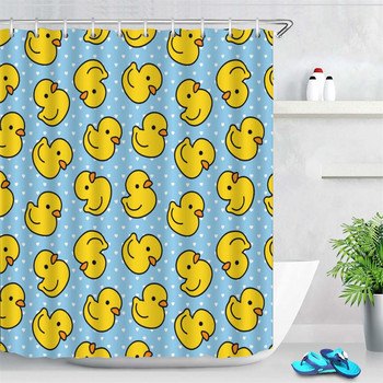 Cute Duck Printed Curtain Shower Cartoon for Bath Αδιάβροχη κουρτίνα μπάνιου με γάντζους Ανθεκτική οθόνη μπάνιου Cortina De Baño