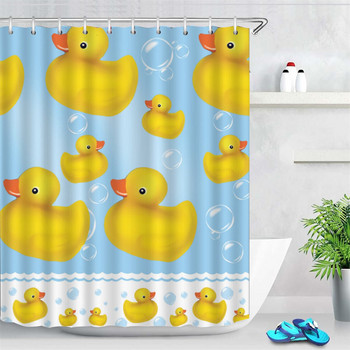 Cute Duck Printed Curtain Shower Cartoon for Bath Αδιάβροχη κουρτίνα μπάνιου με γάντζους Ανθεκτική οθόνη μπάνιου Cortina De Baño