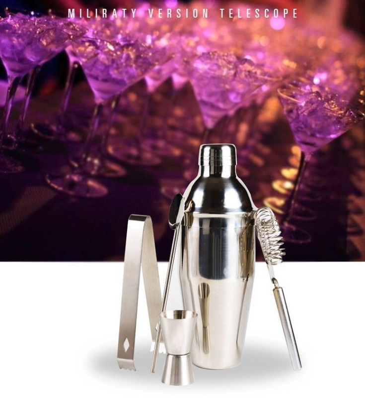 Nerūsējošā tērauda kokteiļu šeikeris bāra instrumentu komplekts bārmenis 5 gab. komplekts bāra piederumi Martini dzērienu vīns Martini Boston šeikeris