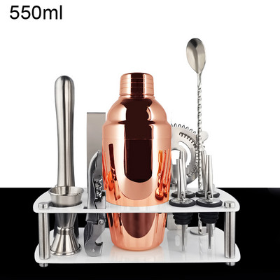 12Gb Boston Black Rose Gold kokteiļu šeikeris nerūsējošā tērauda bārmeņu komplekta bārs 550ml 750ml 800ml kratītāju rīku komplekts ar statīvu