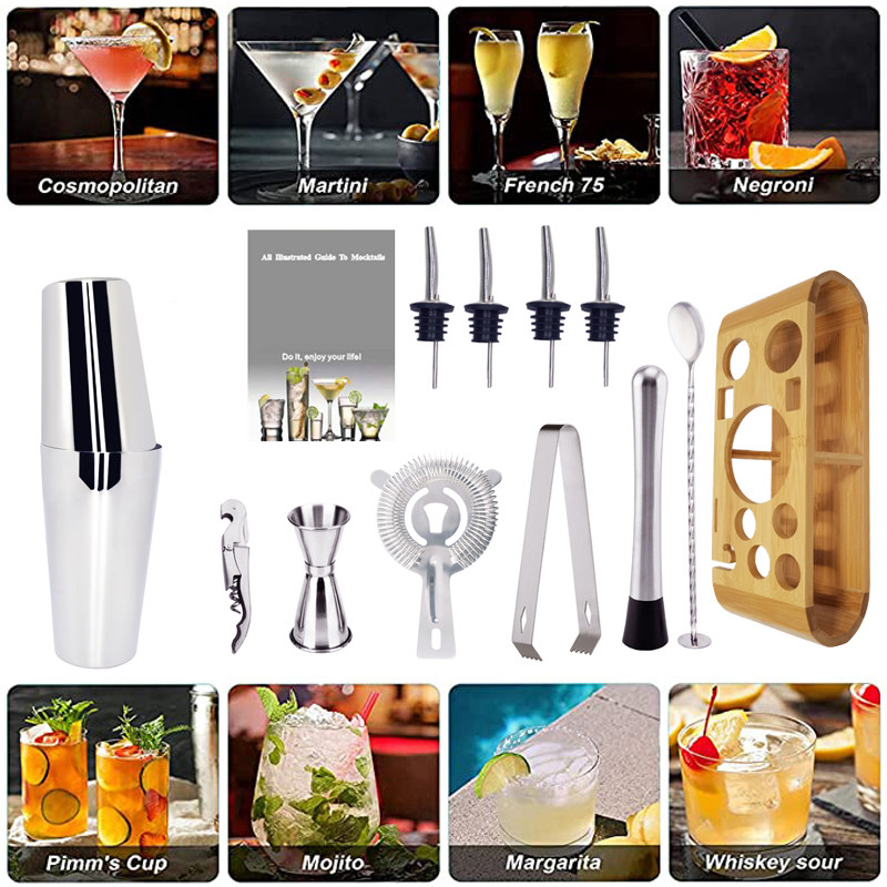 12Gb Boston Black Rose Gold kokteiļu šeikeris nerūsējošā tērauda bārmeņu komplekta bārs 550ml 750ml 800ml kratītāju rīku komplekts ar statīvu