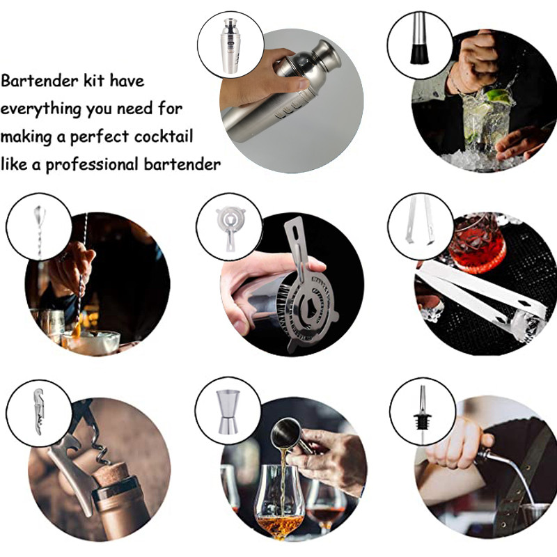 12Gb Boston Black Rose Gold kokteiļu šeikeris nerūsējošā tērauda bārmeņu komplekta bārs 550ml 750ml 800ml kratītāju rīku komplekts ar statīvu