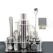 550/750 ml nerūsējošā tērauda Martini miksera kokteiļu kratītāja komplekts bārmeņa komplekts, maisītājs, karote, džigers, 4 lietiņas, recepšu buklets