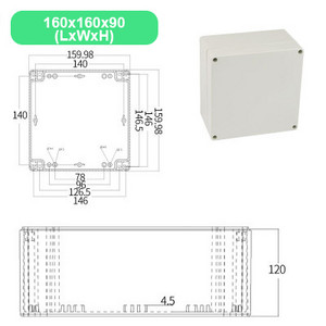 Ekonomiskā F sērijas DIY āra uzraudzības barošanas kārba Elektriskā korpusa korpuss ABS plastmasas ūdensnecaurlaidīgs, noslēgts savienojuma vadu kaste