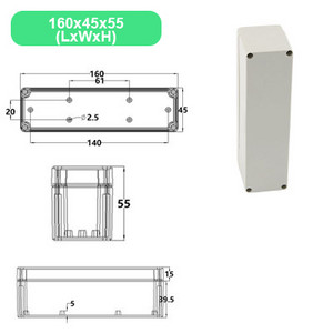 Ekonomiskā F sērijas DIY āra uzraudzības barošanas kārba Elektriskā korpusa korpuss ABS plastmasas ūdensnecaurlaidīgs, noslēgts savienojuma vadu kaste
