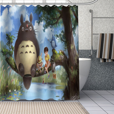Pielāgoti Totoro Anime dušas aizkari DIY vannas istabas aizkaru audums mazgājams poliesters vannas mākslas dekoram