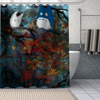 Pielāgoti Totoro Anime dušas aizkari DIY vannas istabas aizkaru audums mazgājams poliesters vannas mākslas dekoram