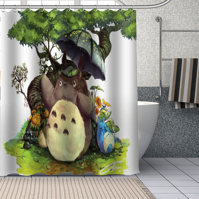 Pielāgoti Totoro Anime dušas aizkari DIY vannas istabas aizkaru audums mazgājams poliesters vannas mākslas dekoram
