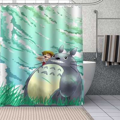 Pielāgoti Totoro Anime dušas aizkari DIY vannas istabas aizkaru audums mazgājams poliesters vannas mākslas dekoram