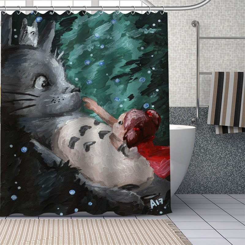 Pielāgoti Totoro Anime dušas aizkari DIY vannas istabas aizkaru audums mazgājams poliesters vannas mākslas dekoram