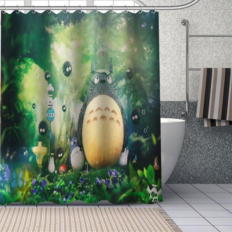 Pielāgoti Totoro Anime dušas aizkari DIY vannas istabas aizkaru audums mazgājams poliesters vannas mākslas dekoram
