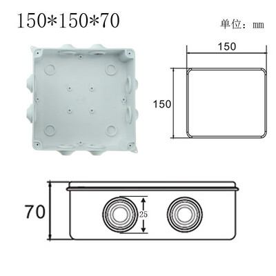 Āra ūdensnecaurlaidīga barošanas kārba ABS plastmasas IP65 elektriskā vadības kārba DIY iekštelpu vadu apvalka savienojuma kabeļa atzaru sadales kārba