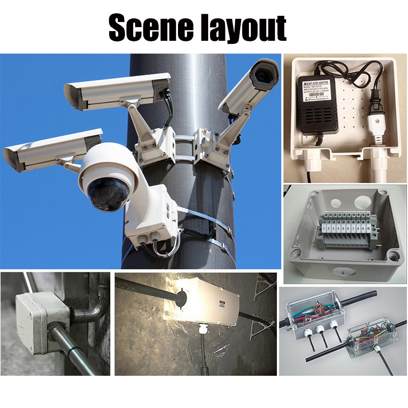 Āra ūdensnecaurlaidīga barošanas kārba ABS plastmasas IP65 elektriskā vadības kārba DIY iekštelpu vadu apvalka savienojuma kabeļa atzaru sadales kārba